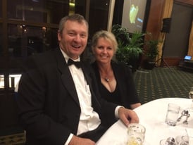 Landmark Harcourts Toowoomba's Mark Abra and partner Amanda attend the BraveUp Gala Dinner